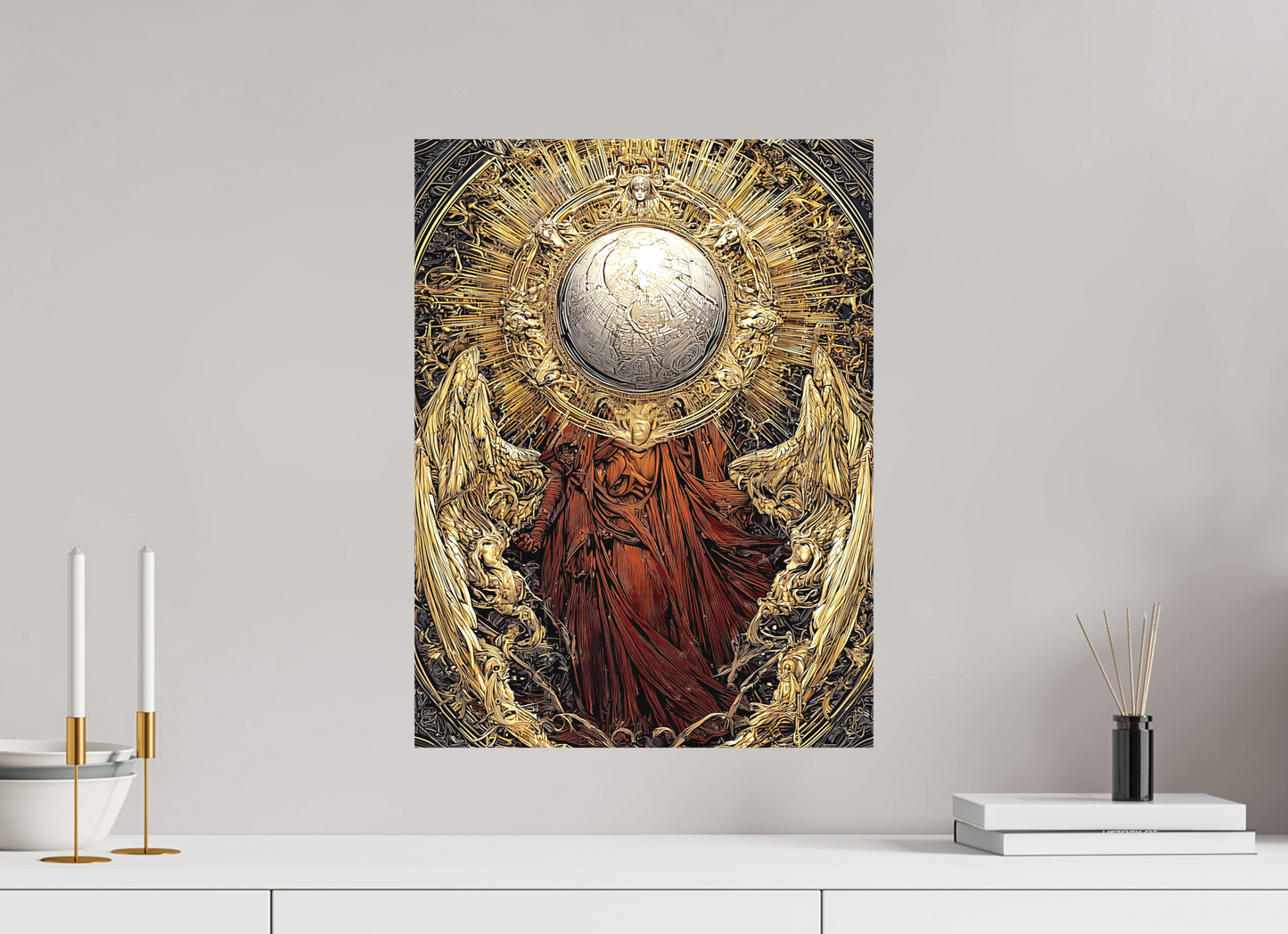 15 x 20″, Textile on Canvas Abstract Angel