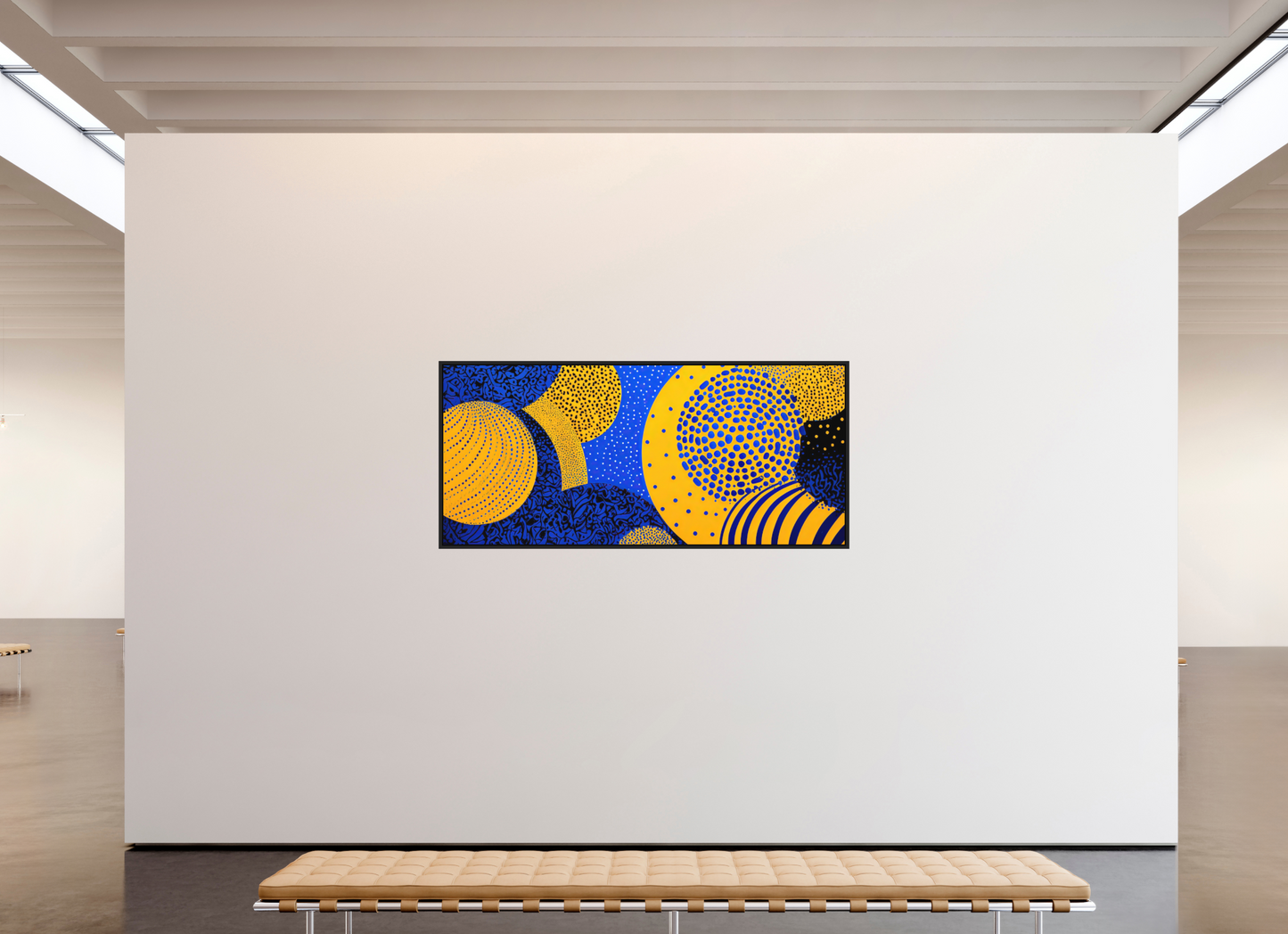 78.5 x 35″, Photo Print on Aluminum Backing with boarder Yellow & Blue 2