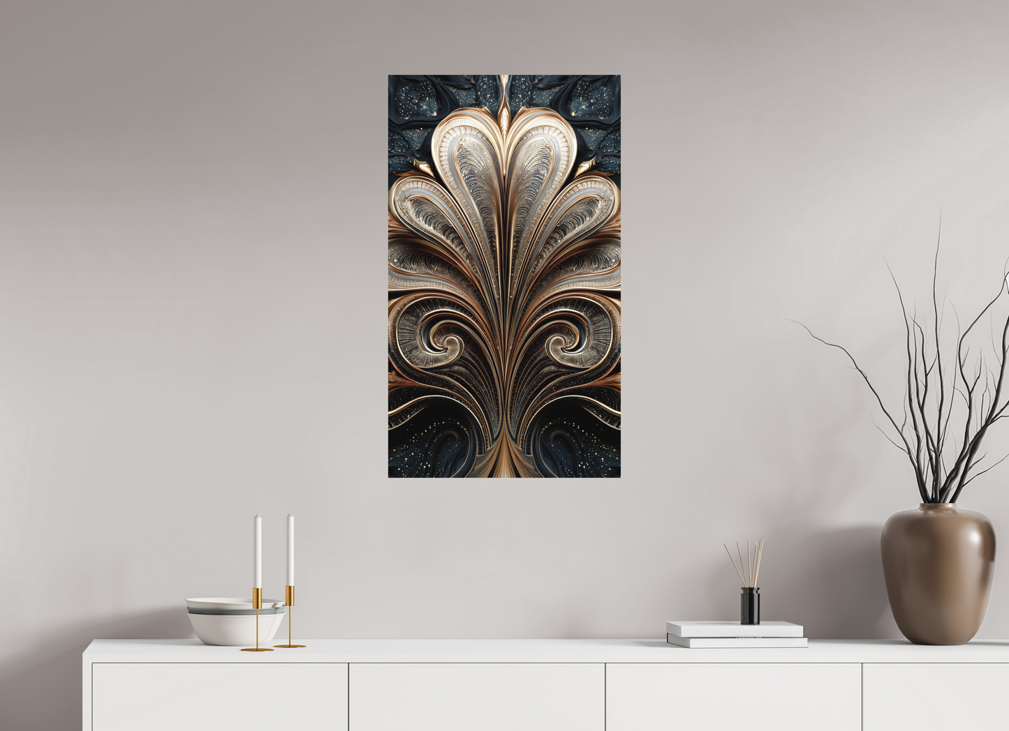 20 x 34.7″, Photo Print on Aluminum Backing Art Deco Abstract Flower 4
