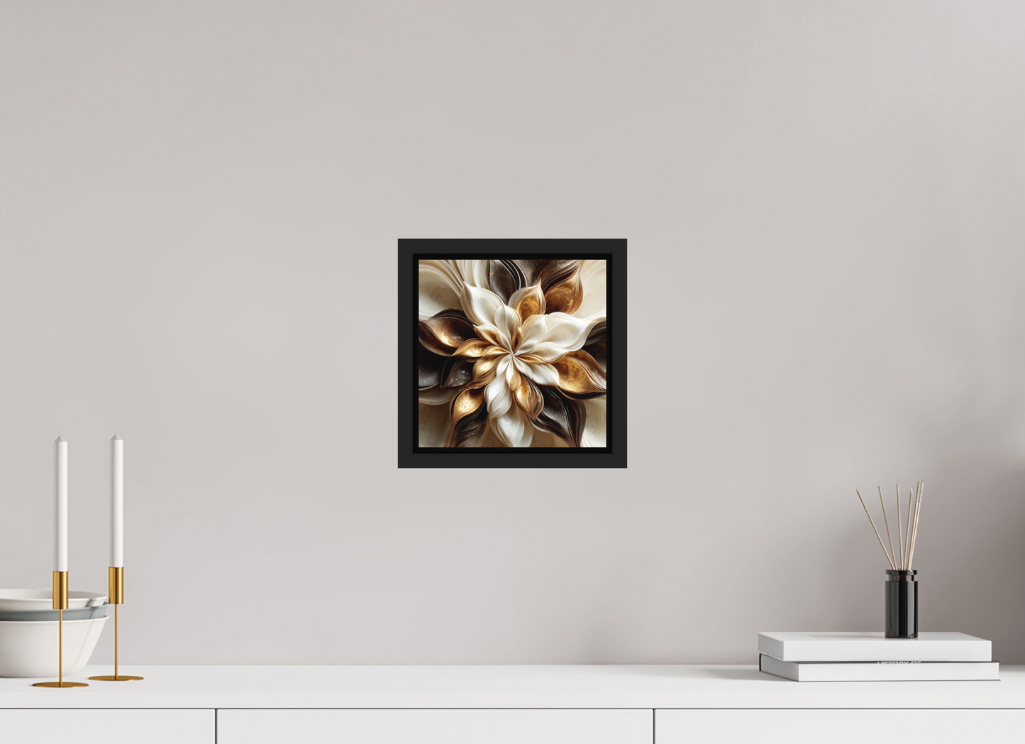 8 x 8″, Photo Print on Aluminum Backing with boarder Coffee Marble Flower