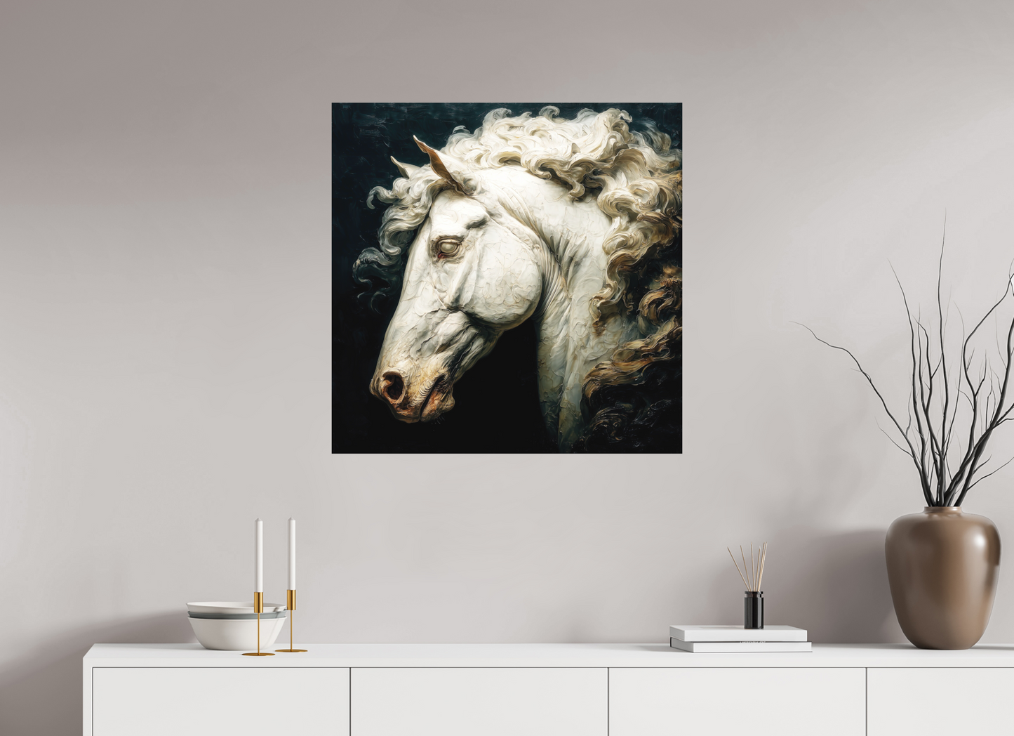 30 x 30″, Photo Print on Aluminum Backing Pale Horse