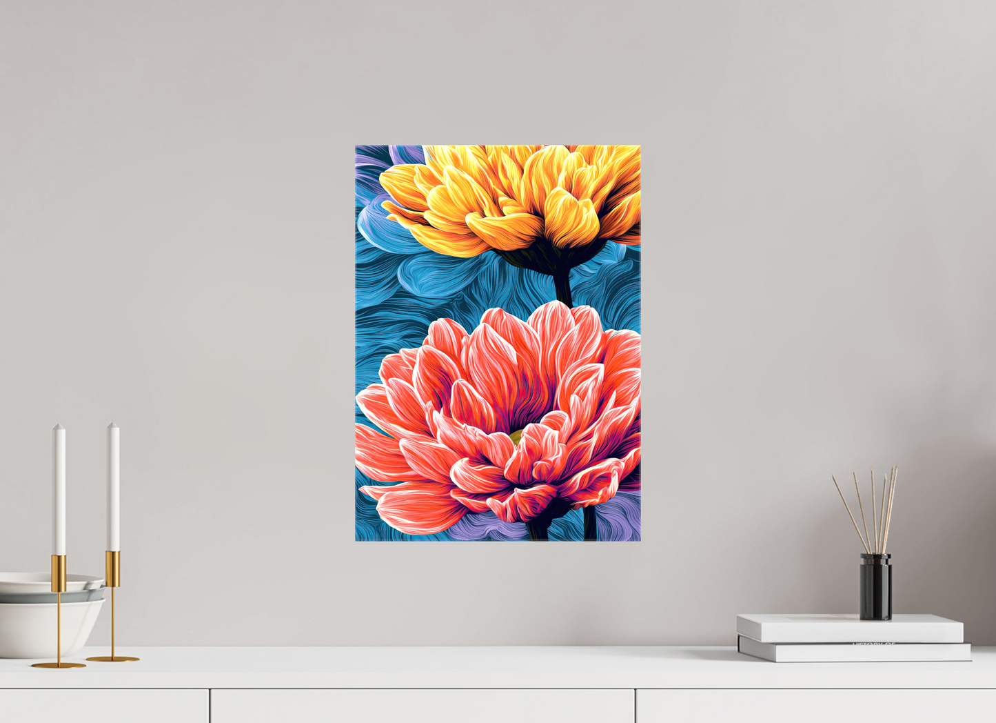 12 x 16.8″, Glossy Canvas Warm Flowers