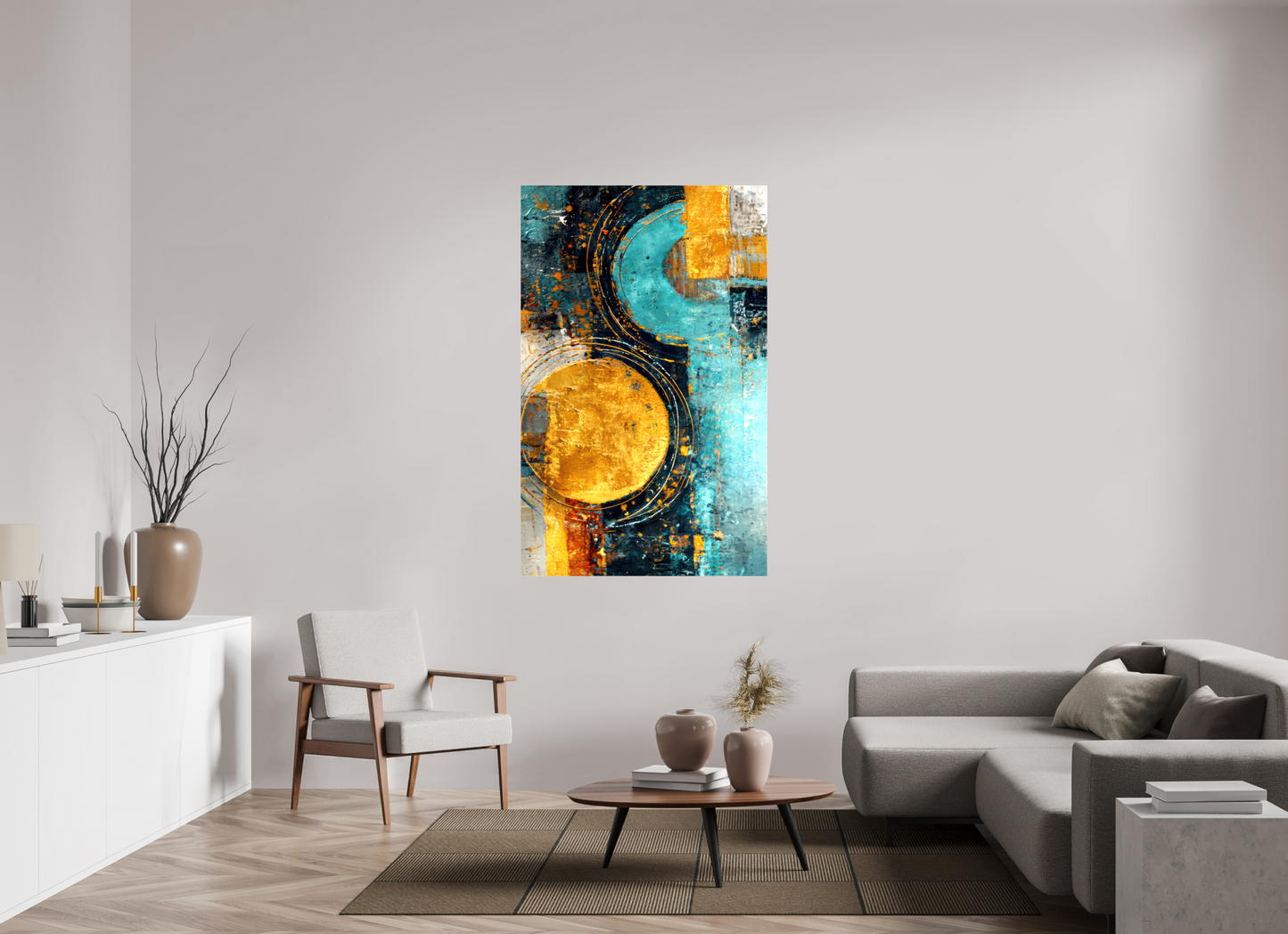 39 x 62″, Glossy Canvas Abstract Gold Paint 2