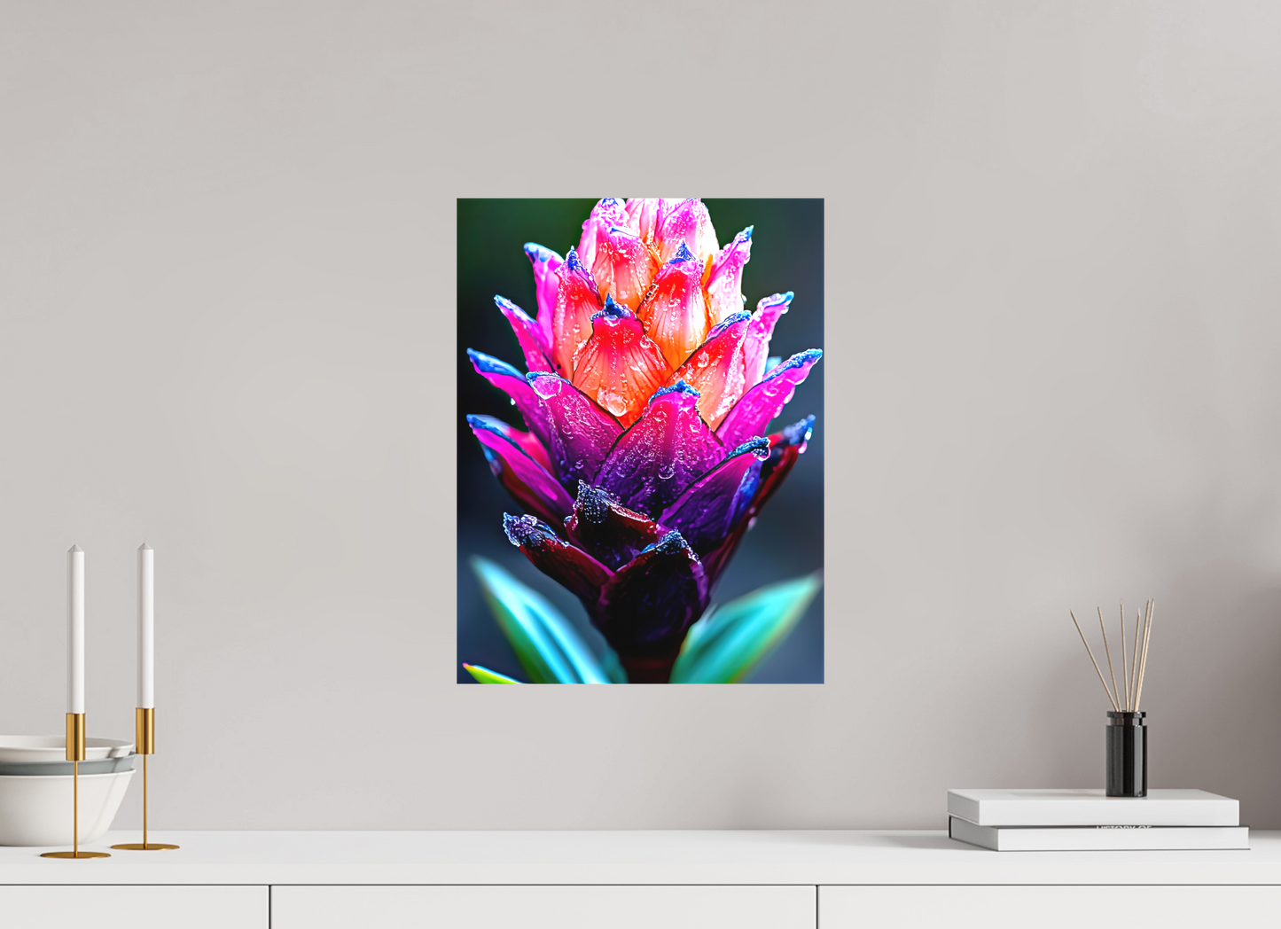 12 x 16″, Textile on Canvas Tropical Pinecone Flower