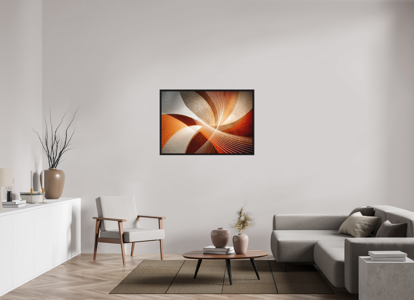 45.4 x 31″, Photo Print on Aluminum Backing with boarder Orange & White Swirl