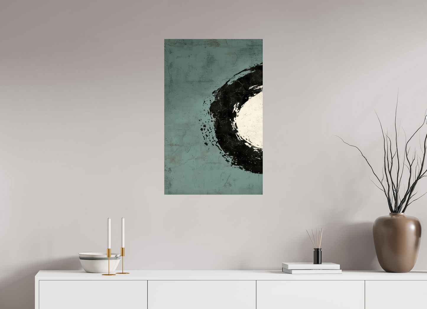 20 x 31.7″, Fine Art Print On Aluminum Dibond Abstract Paint Brush Circle Left