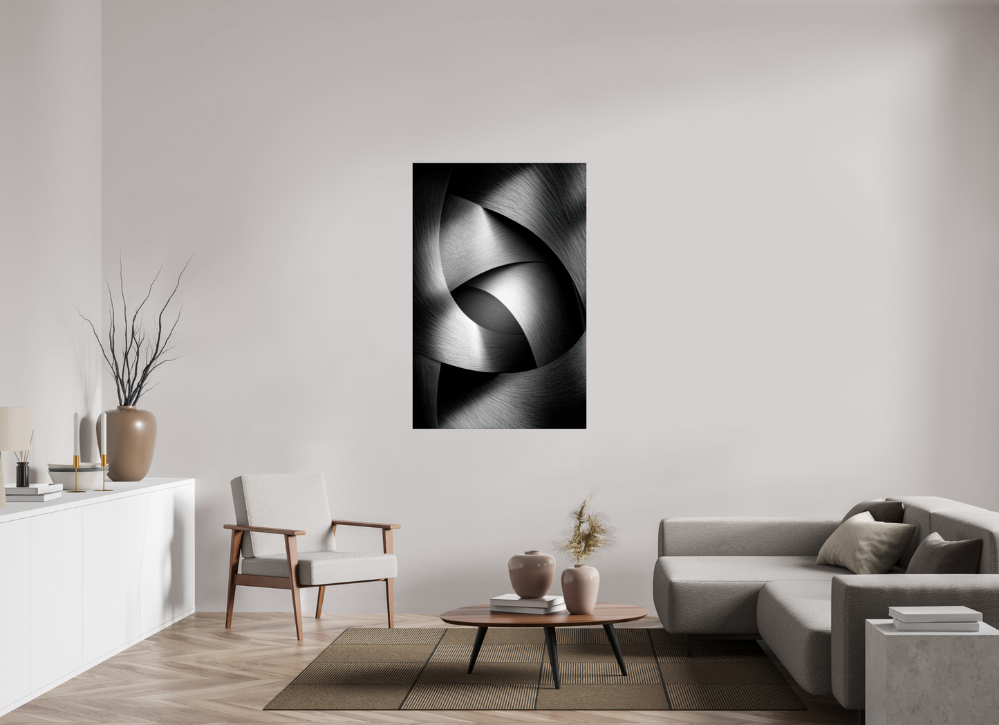 36 x 55″, Fine Art Print On Aluminum Dibond Abstract B&W 4