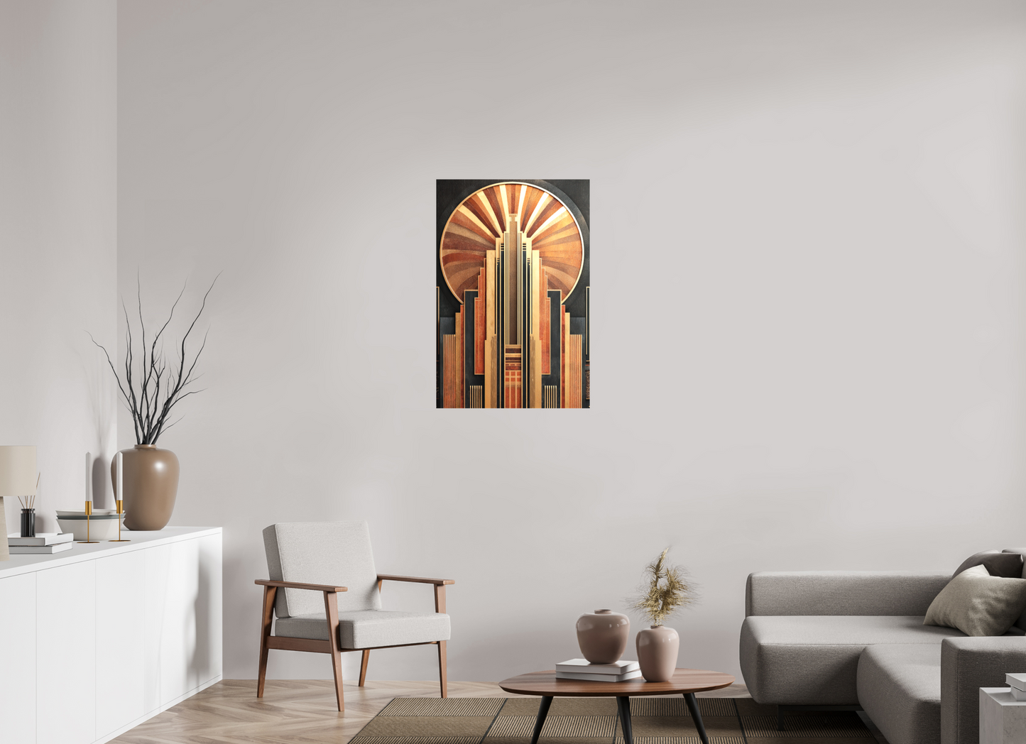 24 x 36″, Textile on Canvas Art Deco City 1