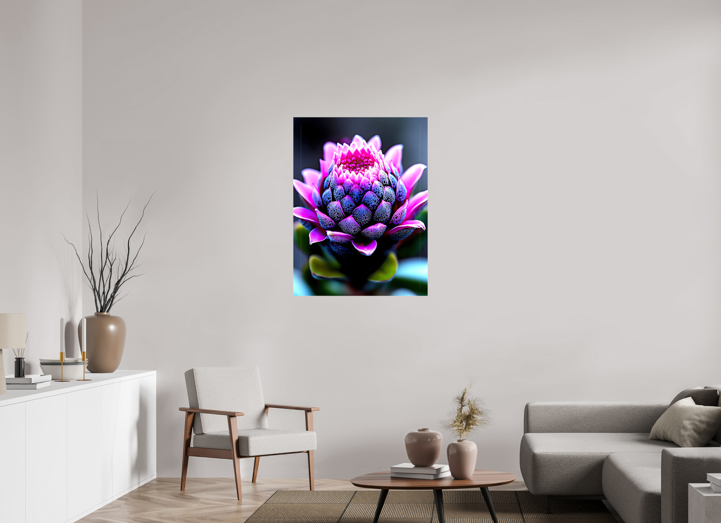 30 x 40″, Glossy Canvas Pink Bud Flower
