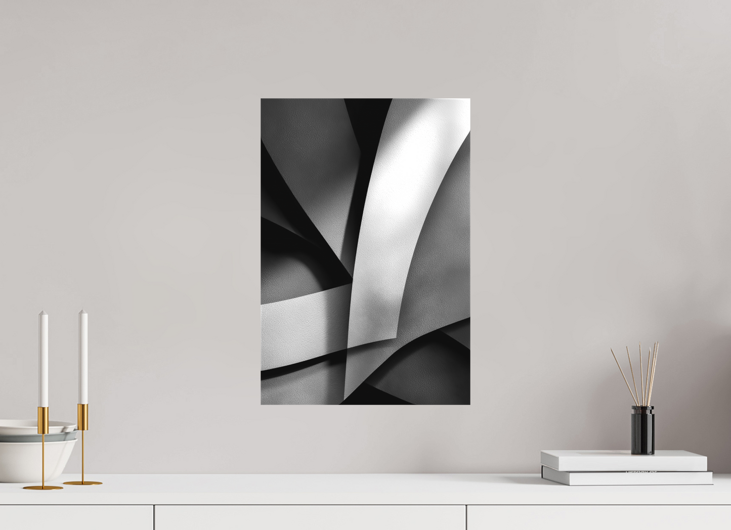 12 x 17.7″, Textile on Canvas Abstract B&W 3