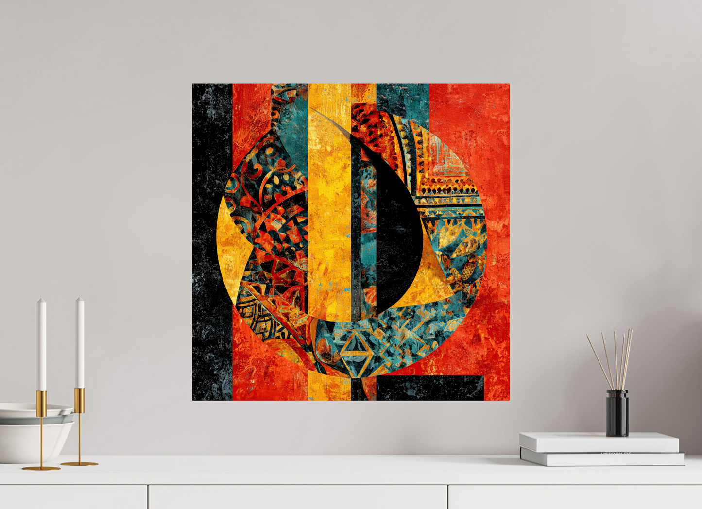 20 x 20″, Fine Art Print On Aluminum Dibond Tribal Circle 2