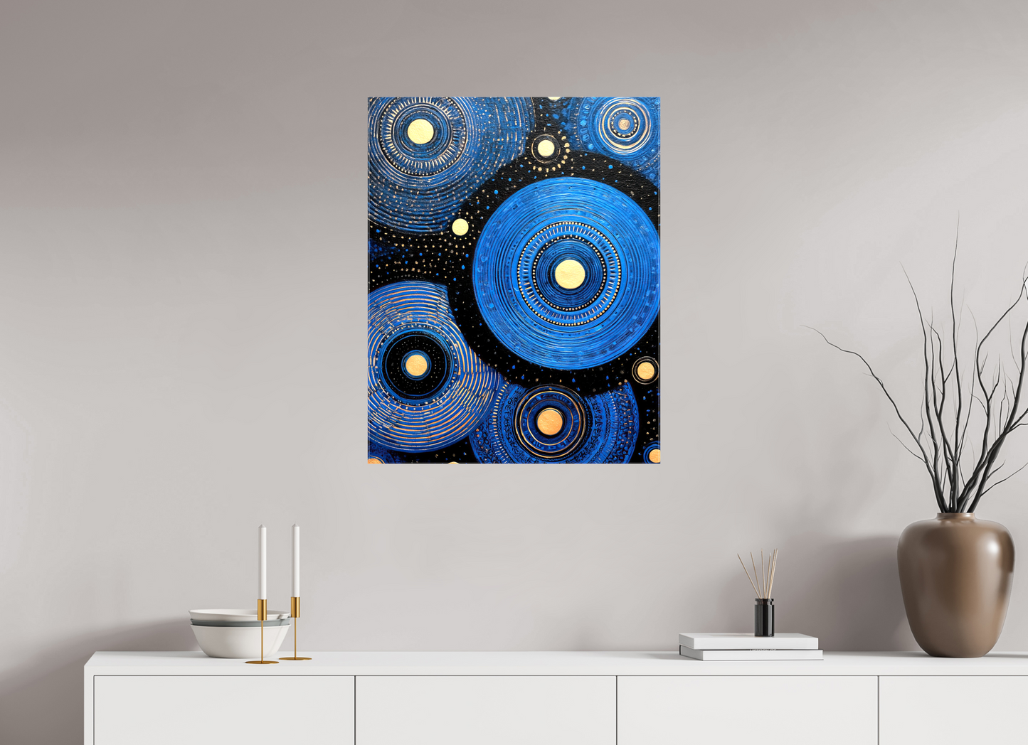 24 x 30.2″, Glossy Canvas Blue Circles