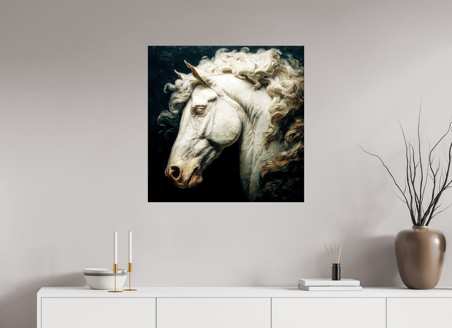 30 x 30″, Fine Art Print On Aluminum Dibond Pale Horse