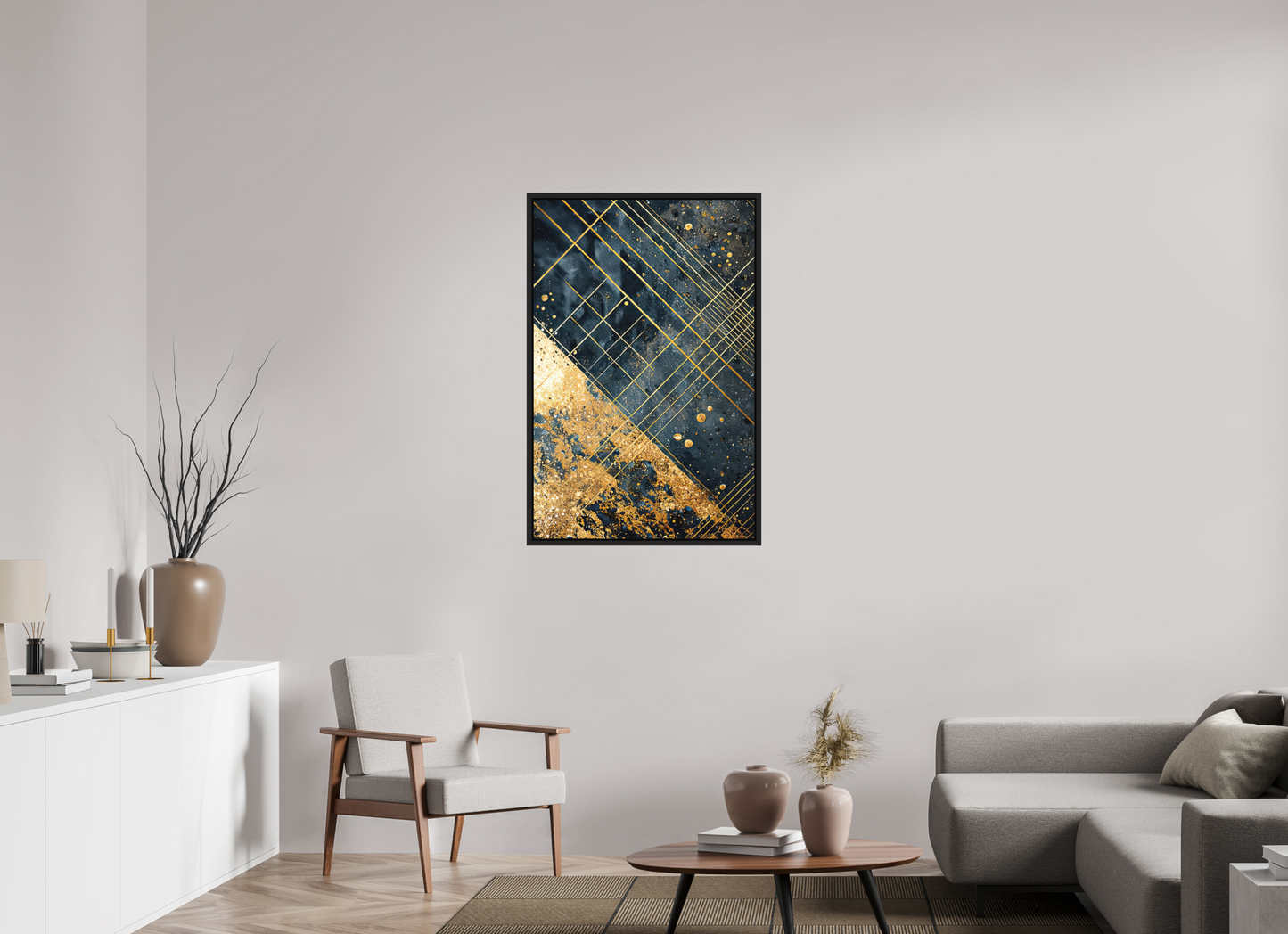 28 x 43″, Photo Print on Aluminum Backing with boarder Art Deco Gold Lines
