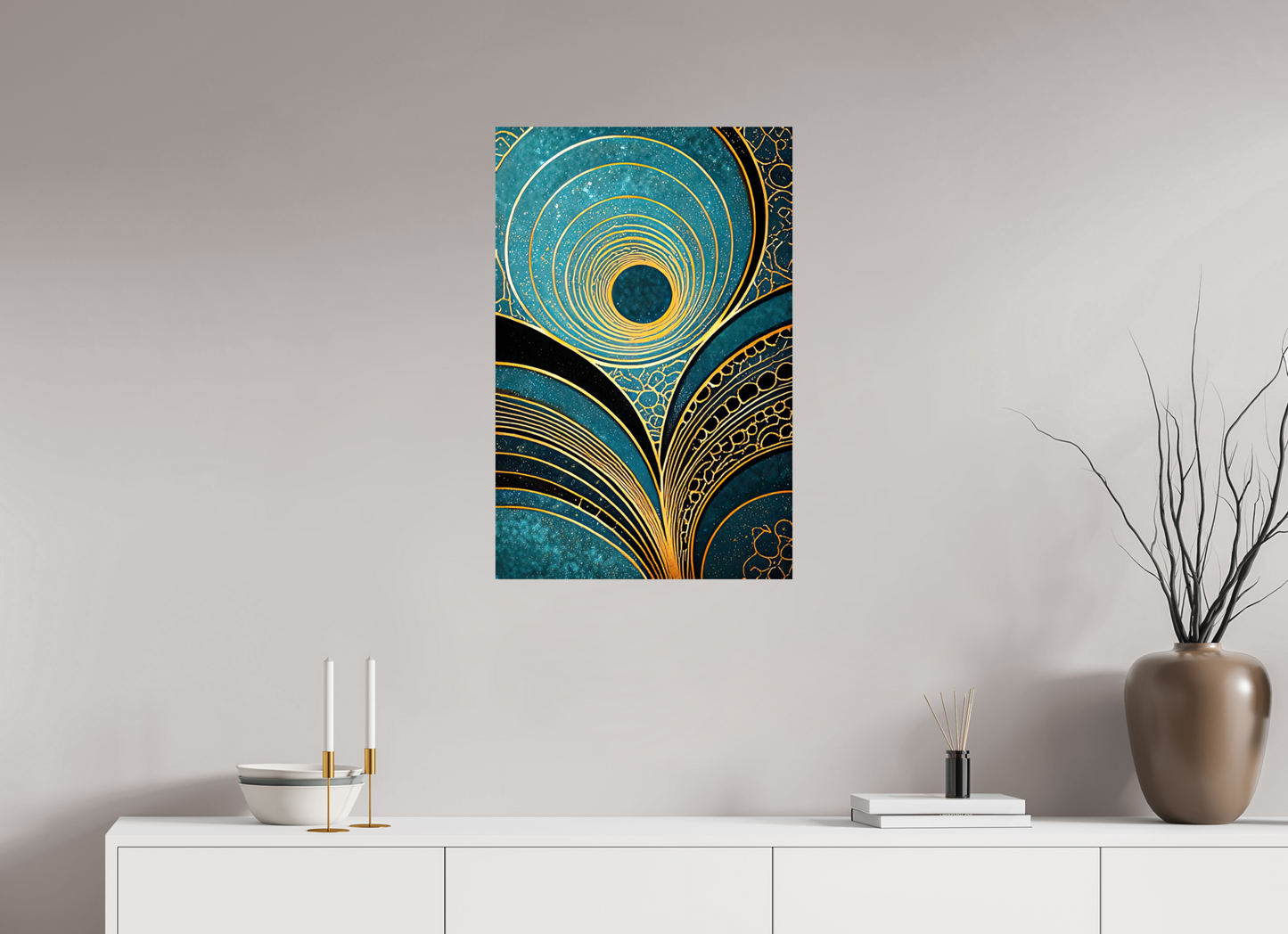 20 x 30.5″, Fine Art Print On Aluminum Dibond Art Deco Teal 1