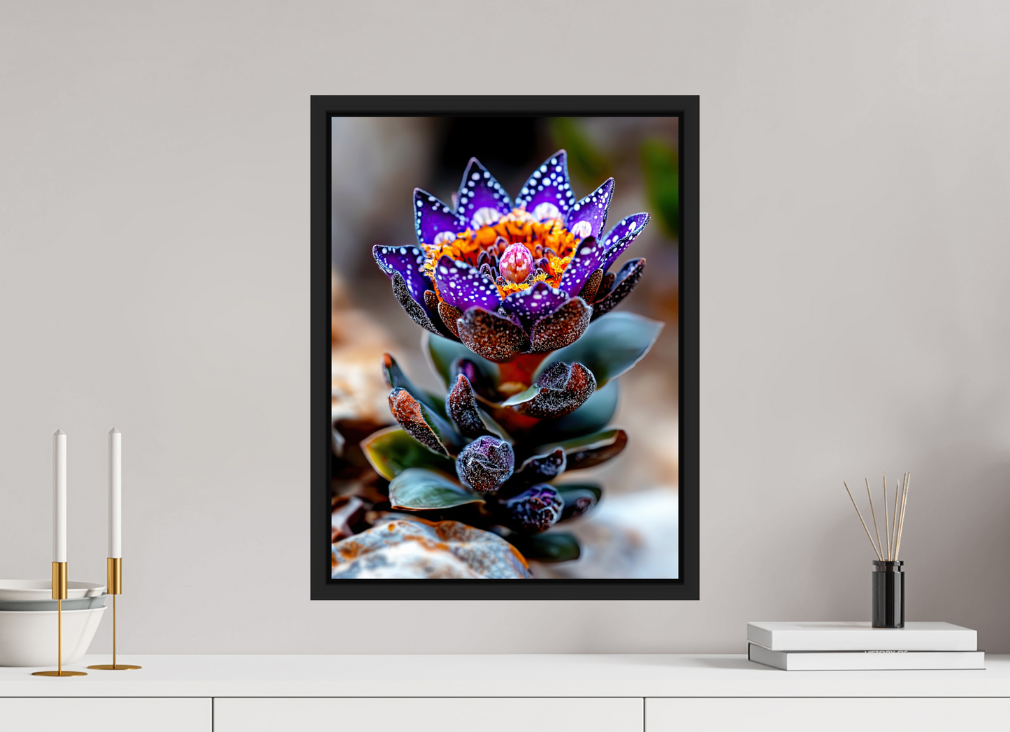 15 x 20″, Fine Art Print on Aluminum Dibond with Boarder Caterpillar Flower