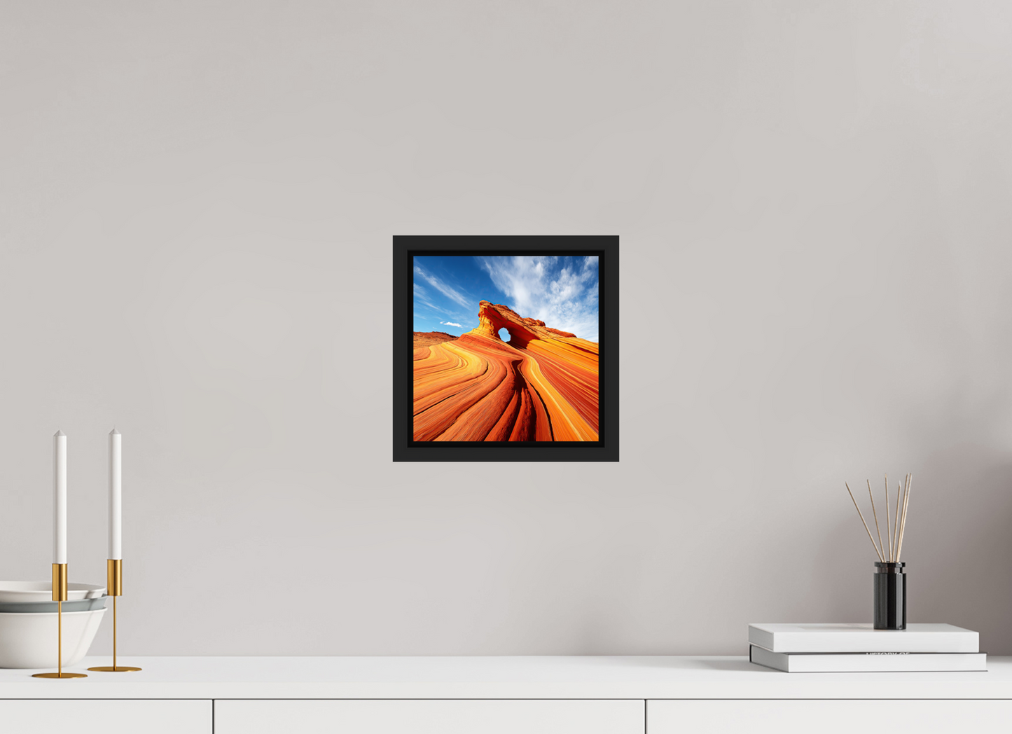 8 x 8″, Fine Art Print on Aluminum Dibond with Boarder Desert Rock Formation