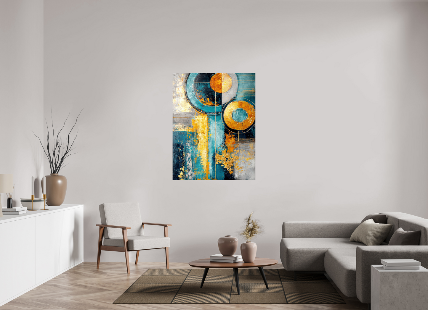 40 x 51.7″, Fine Art Print On Aluminum Dibond Abstract Gold Paint 3
