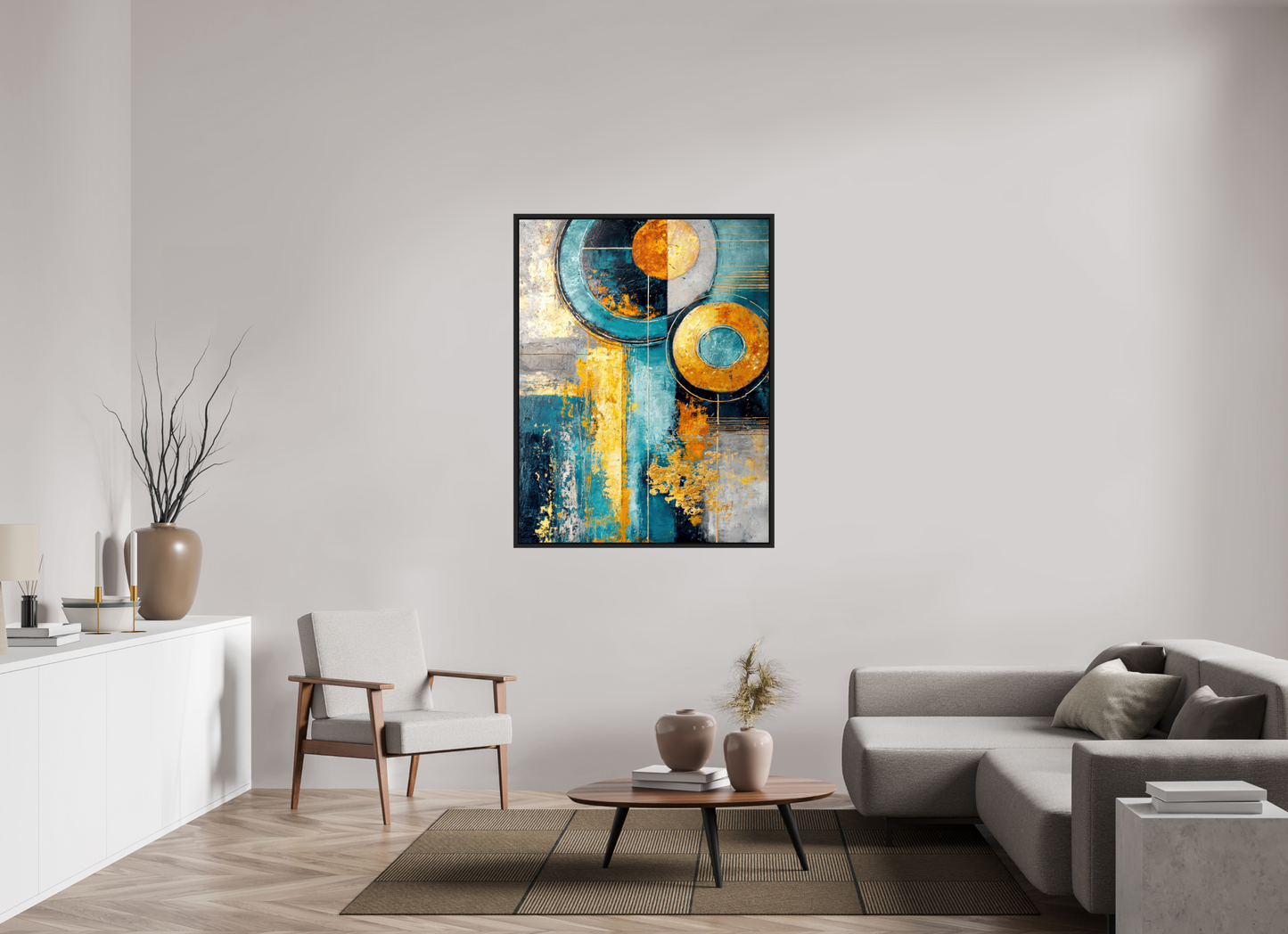 40 x 51.7″, Fine Art Print on Aluminum Dibond with Boarder Abstract Gold Paint 3