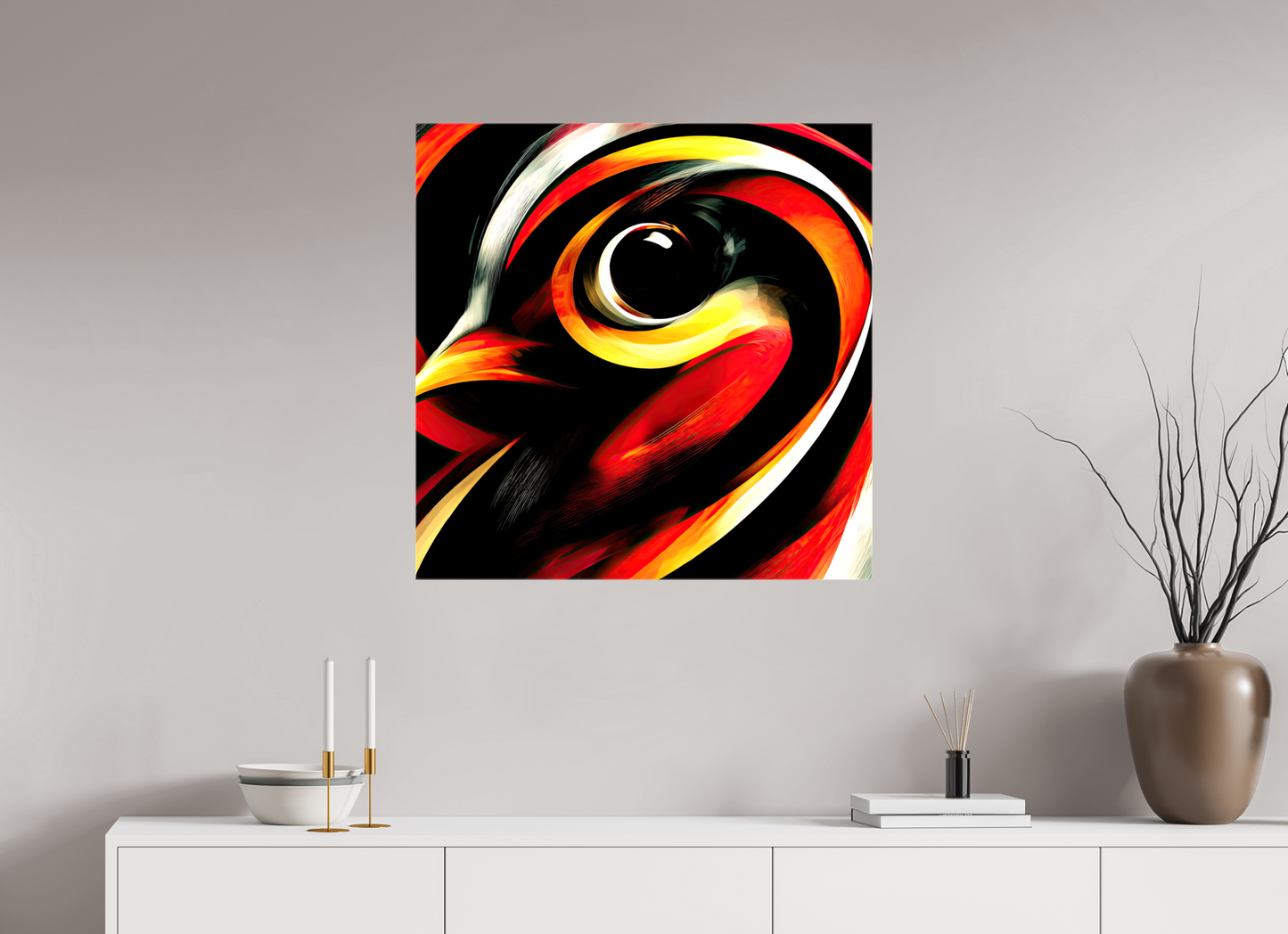 30 x 30″, Glossy Canvas Abstract Bird
