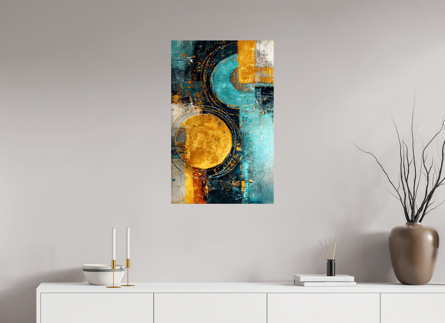 20 x 31.8″, Fine Art Print On Aluminum Dibond Abstract Gold Paint 2