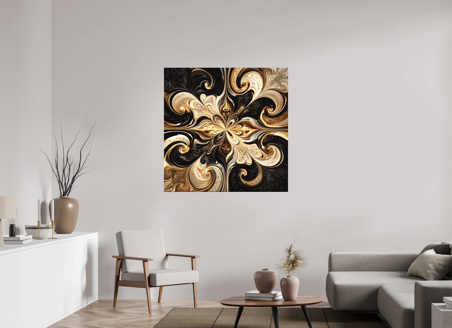 45 x 45″, Photo Print on Aluminum Backing Coffee & Cream