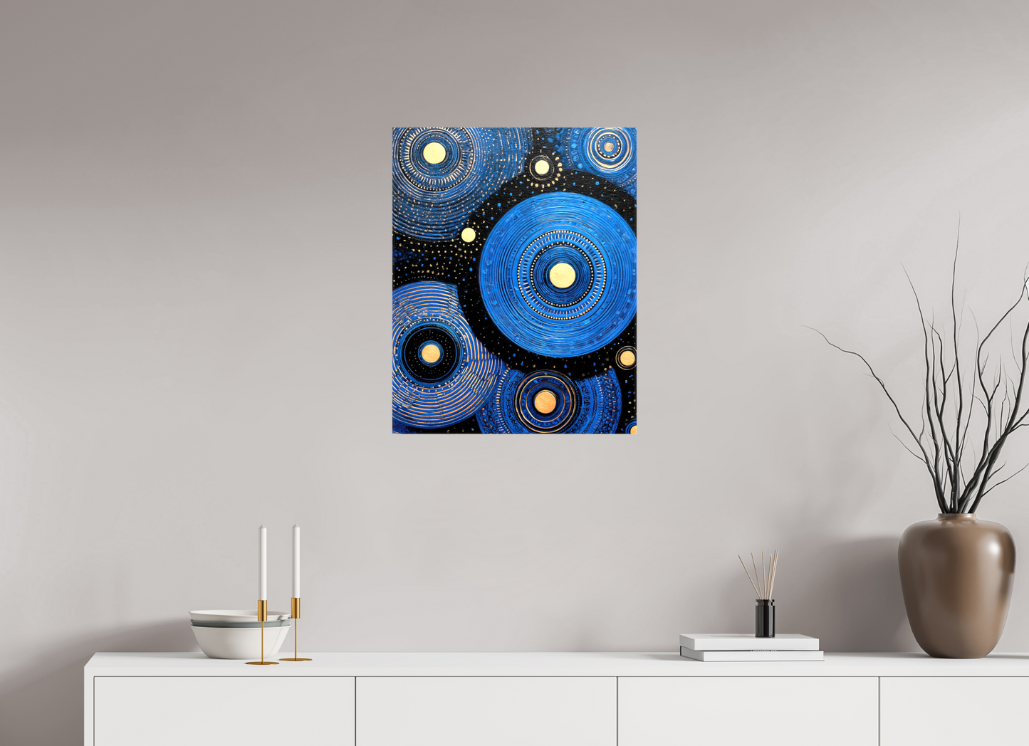 20 x 25.2″, Glossy Canvas Blue Circles