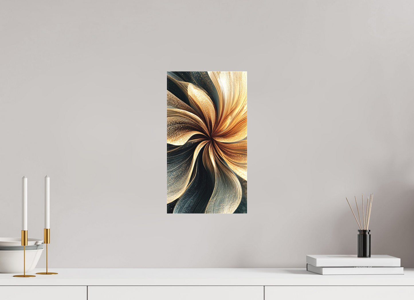 8 x 14.4″, Textile on Canvas Abstract Flower Swirl