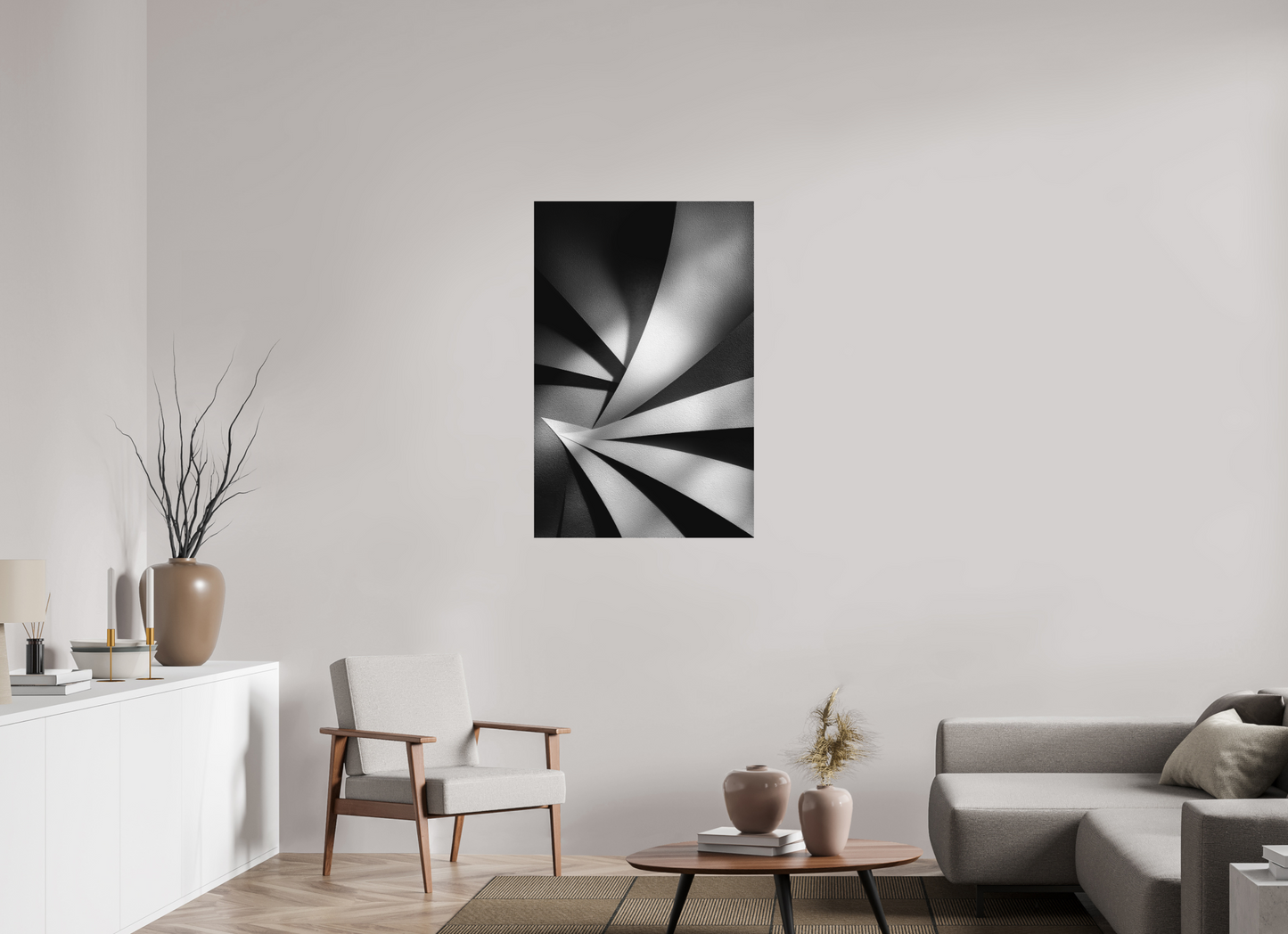 28 x 42.8″, Photo Print on Aluminum Backing Abstract B&W 2