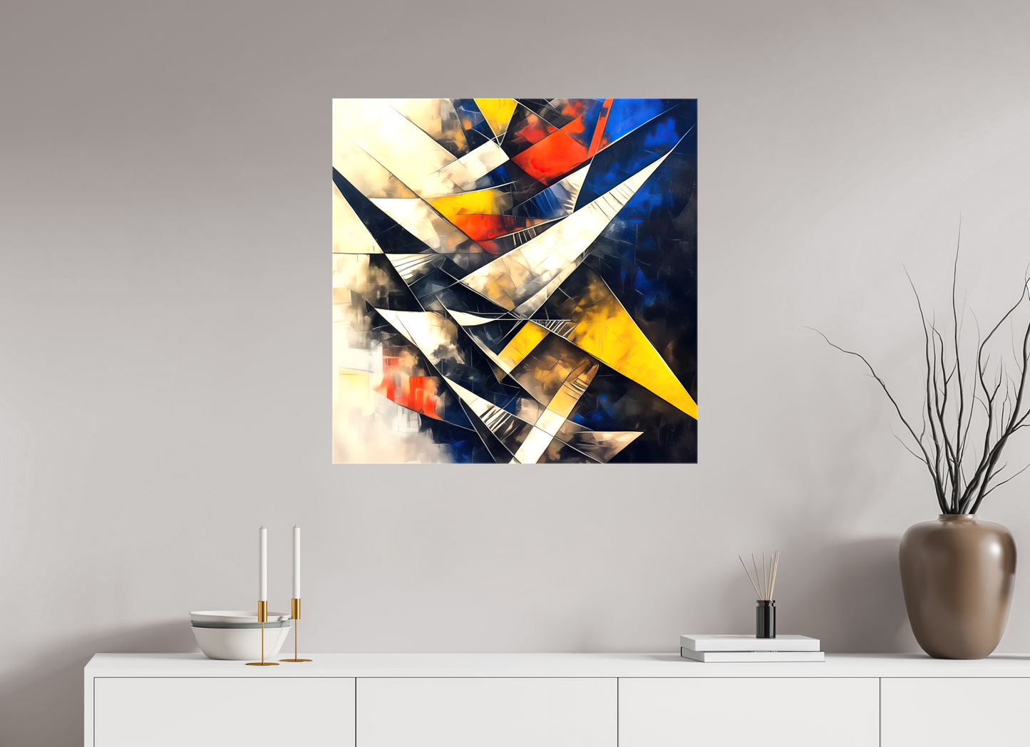 30 x 30″, Glossy Canvas Abstract Triangles