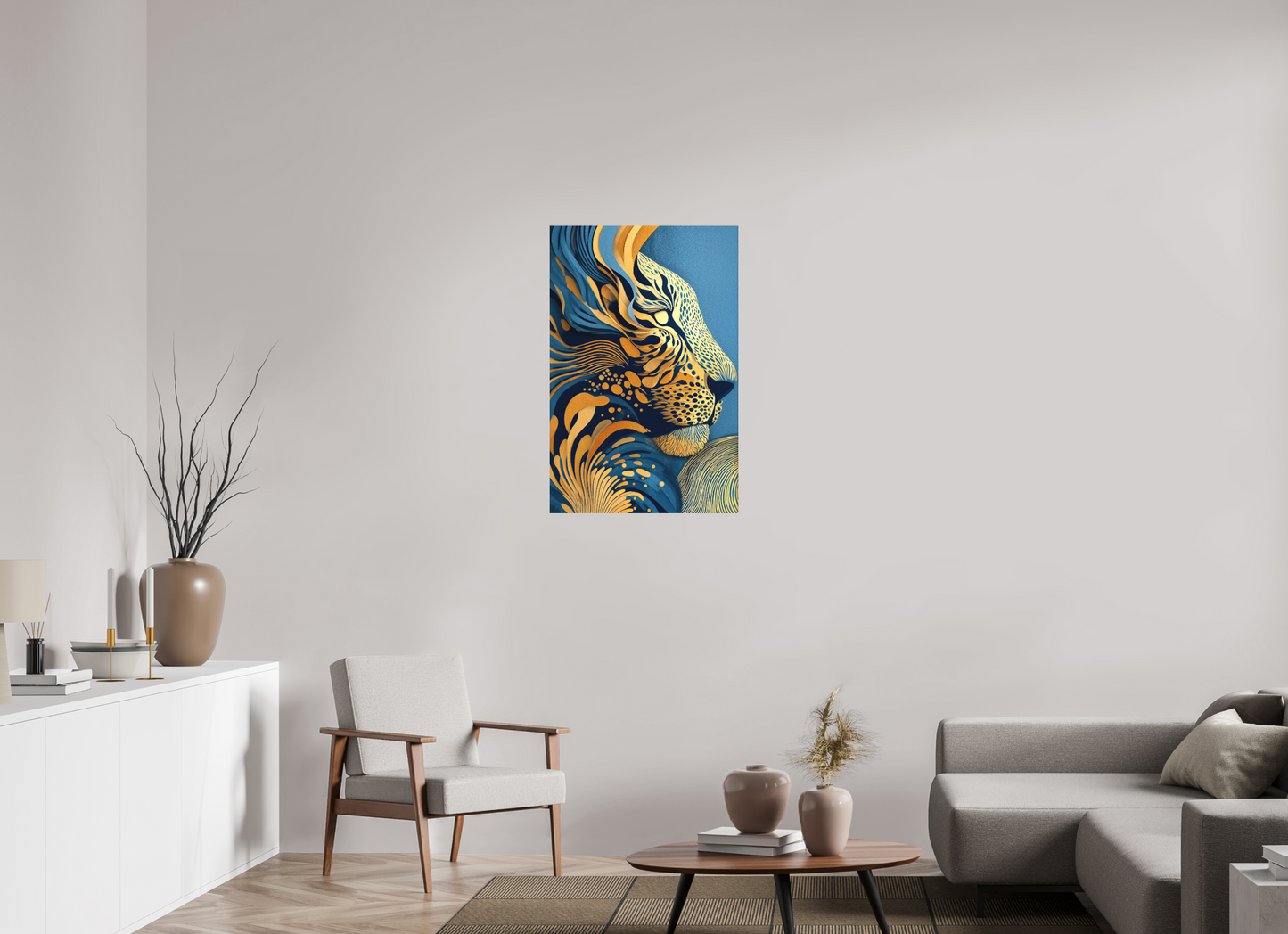 24 x 36.6″, Photo Print on Aluminum Backing Yellow & Blue Cheetah