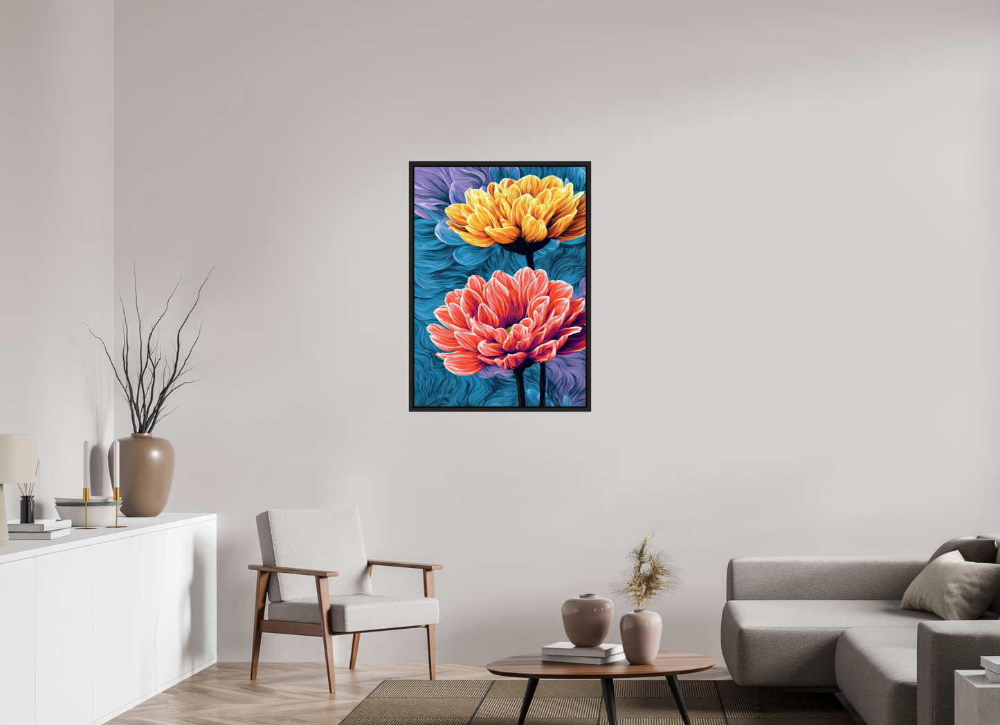 28 x 39.1″, Fine Art Print on Aluminum Dibond with Boarder Warm Flowers