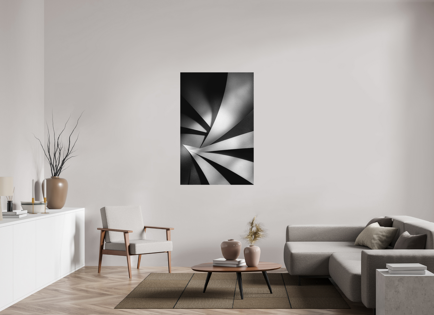 35 x 53.5″, Photo Print on Aluminum Backing Abstract B&W 2