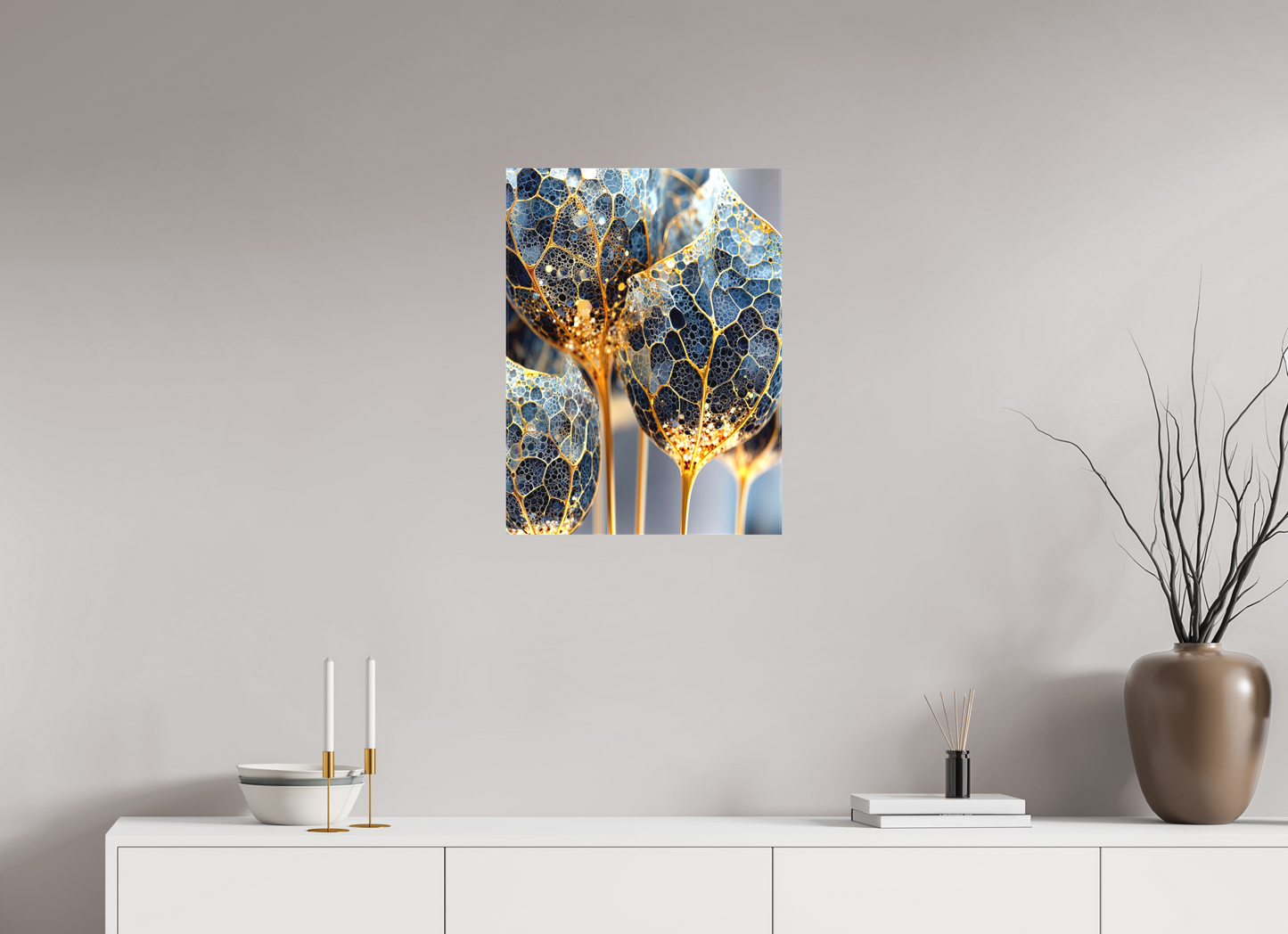 18 x 24″, Textile on Canvas Luxury Glass Flowers