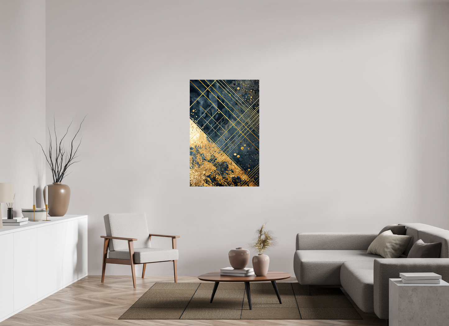 32 x 49.1″, Fine Art Print On Aluminum Dibond Art Deco Gold Lines