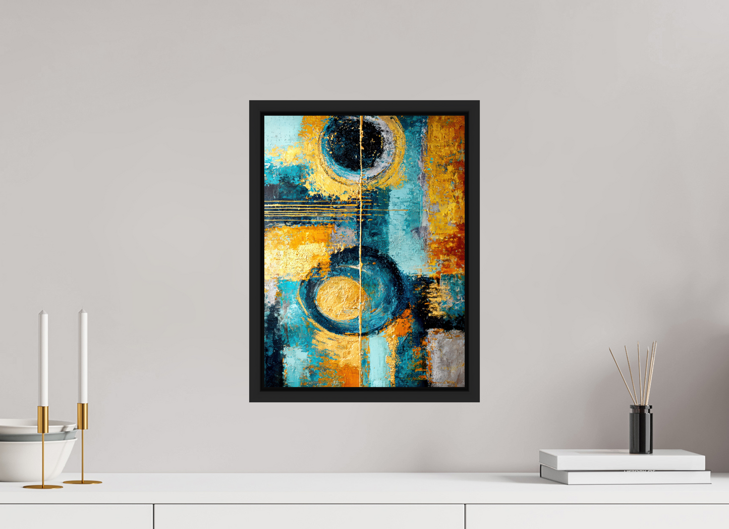 12 x 16.3″, Fine Art Print on Aluminum Dibond with Boarder Abstract Gold Paint