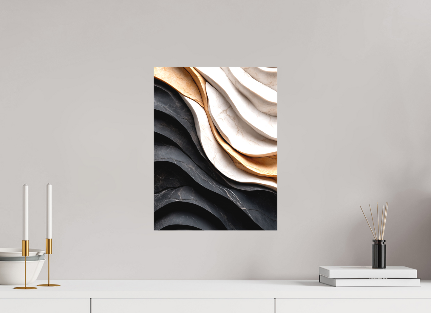 12 x 16″, Textile on Canvas Marble Wave