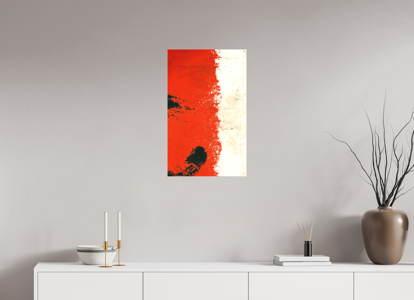 16 x 25.9″, Textile on Canvas Abstract Paint Brush Circle Right