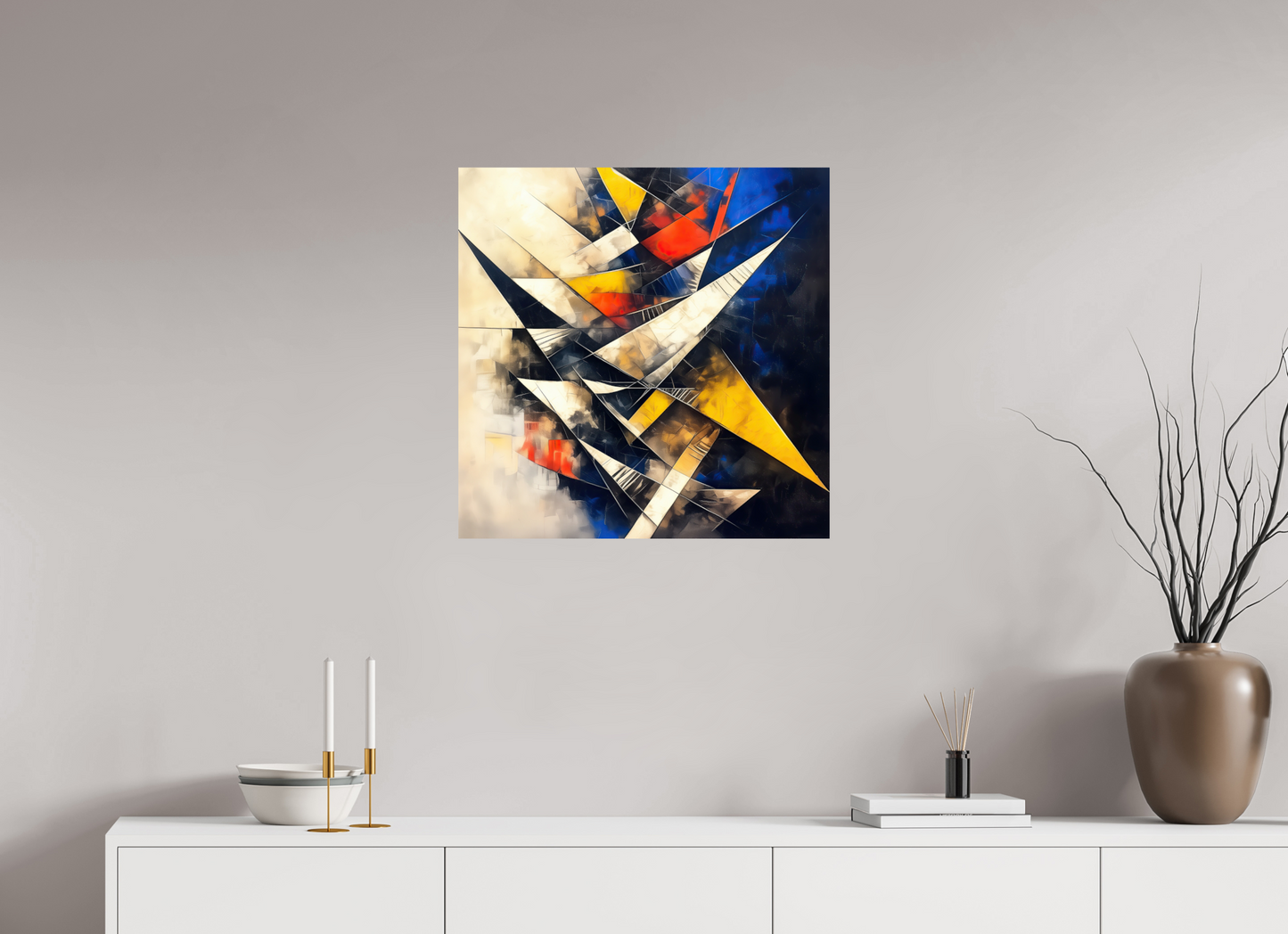 25 x 25″, Fine Art Print On Aluminum Dibond Abstract Triangles
