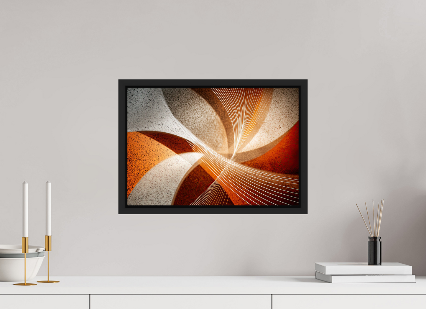 17.6 x 12″, Fine Art Print on Aluminum Dibond with Boarder Orange & White Swirl