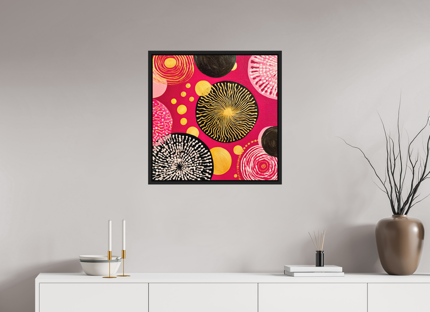 25 x 25″, Photo Print on Aluminum Backing with boarder Spores