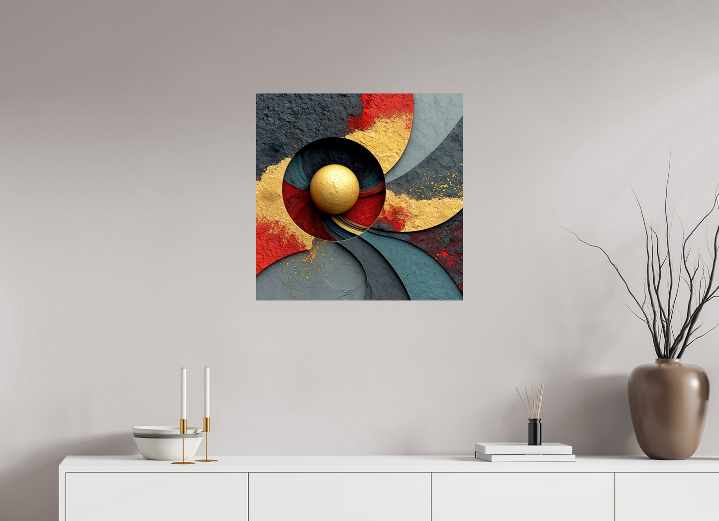 25 x 25″, Fine Art Print On Aluminum Dibond Gold Ball