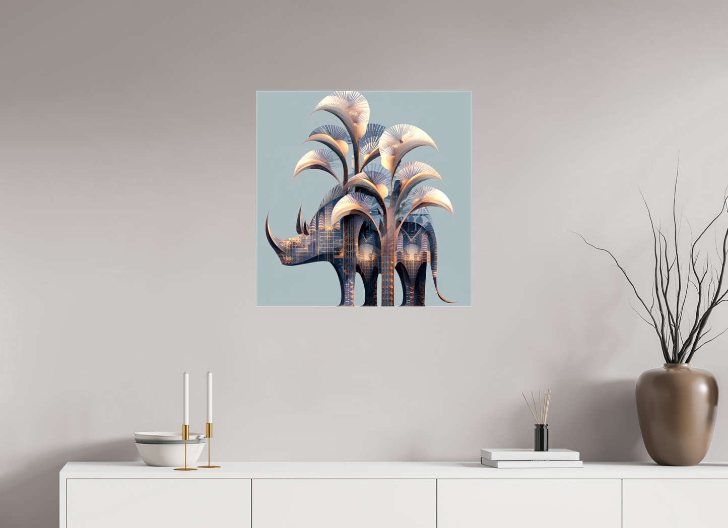 25 x 25″, Glossy Canvas Abstract Rhino