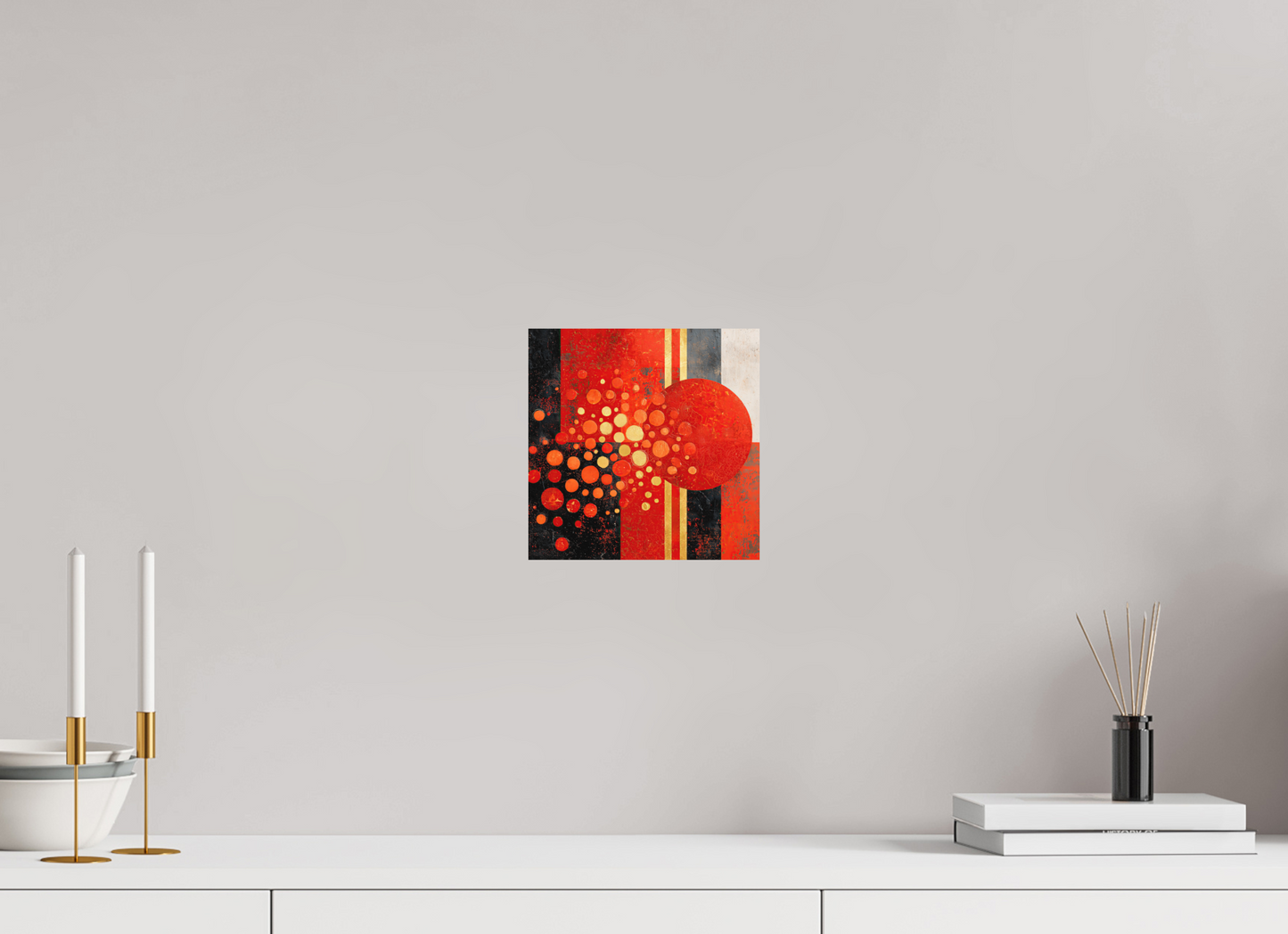 8 x 8″, Photo Print on Aluminum Backing Abstract Red Dots