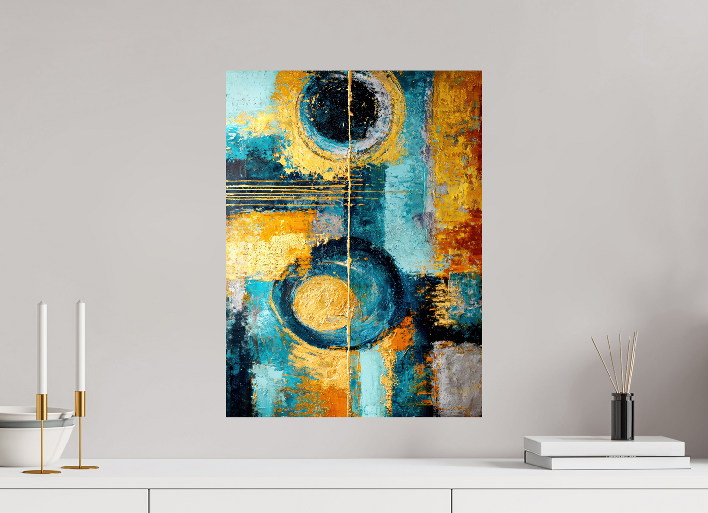 16 x 21.7″, Fine Art Print On Aluminum Dibond Abstract Gold Paint