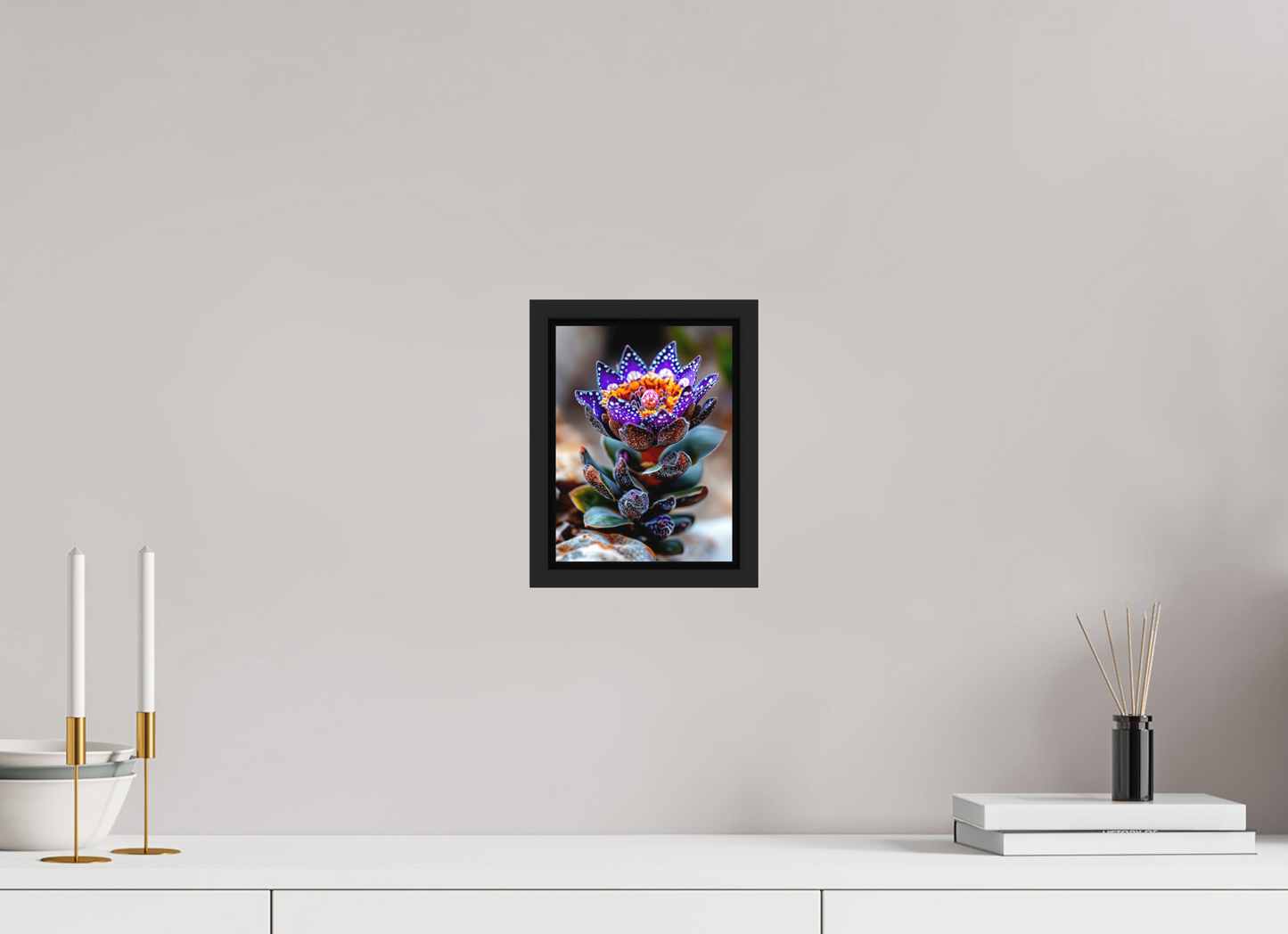 6 x 8″, Photo Print on Aluminum Backing with boarder Caterpillar Flower