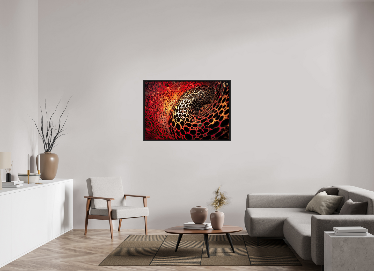 46.4 x 32″, Fine Art Print on Aluminum Dibond with Boarder Red Leopard