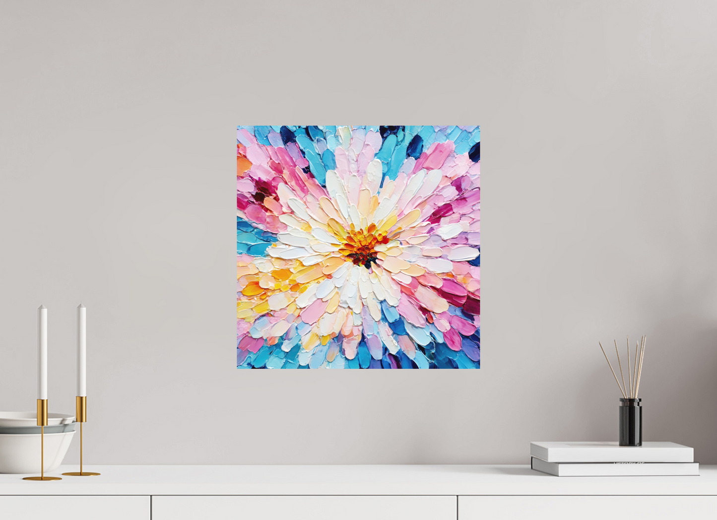 15 x 15″, Photo Print on Aluminum Backing Abstract Paint Flower