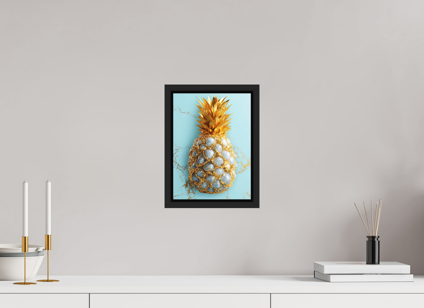 8 x 10.9″, Photo Print on Aluminum Backing with boarder Gold Pineapple