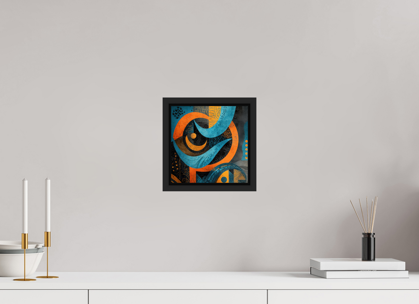 8 x 8″, Fine Art Print on Aluminum Dibond with Boarder Abstract Tribal 2